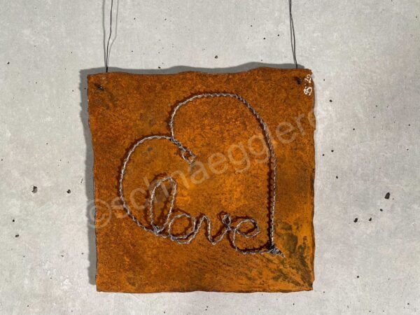 schnaegglerei kunstobjekt gartenobjekt gartendeko schrottkunst geschenk 58 bild love auf metallplatte